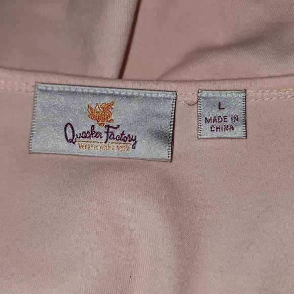 Quacker Factory Womens Light Pink Embellished Seguin Long Sleeve Shirt Top Large - Picture 4 of 5